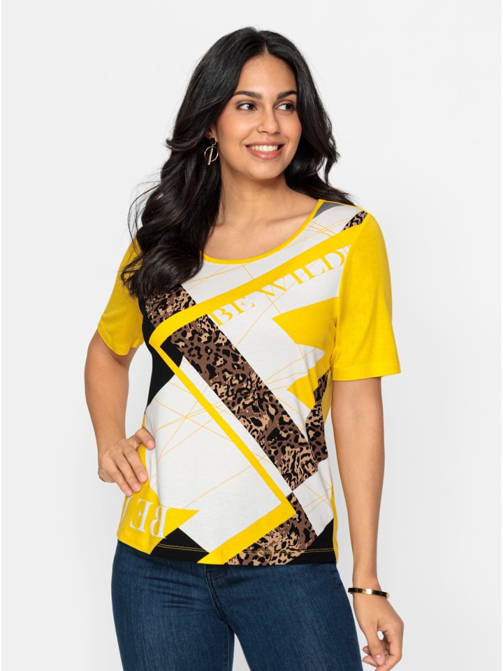 Рубашка с короткими рукавами в солнечно-желтом и экрю цветах. WITT WEIDEN
Рубашка с короткими рукавами в солнечно-желтом и экрю цветах. WITT WEIDEN