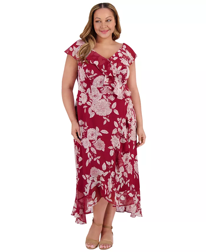 Платье-халат с цветочным принтом и оборками, большого размера London Times, красный
Платье-халат с цветочным принтом и оборками, большого размера London Times, красный