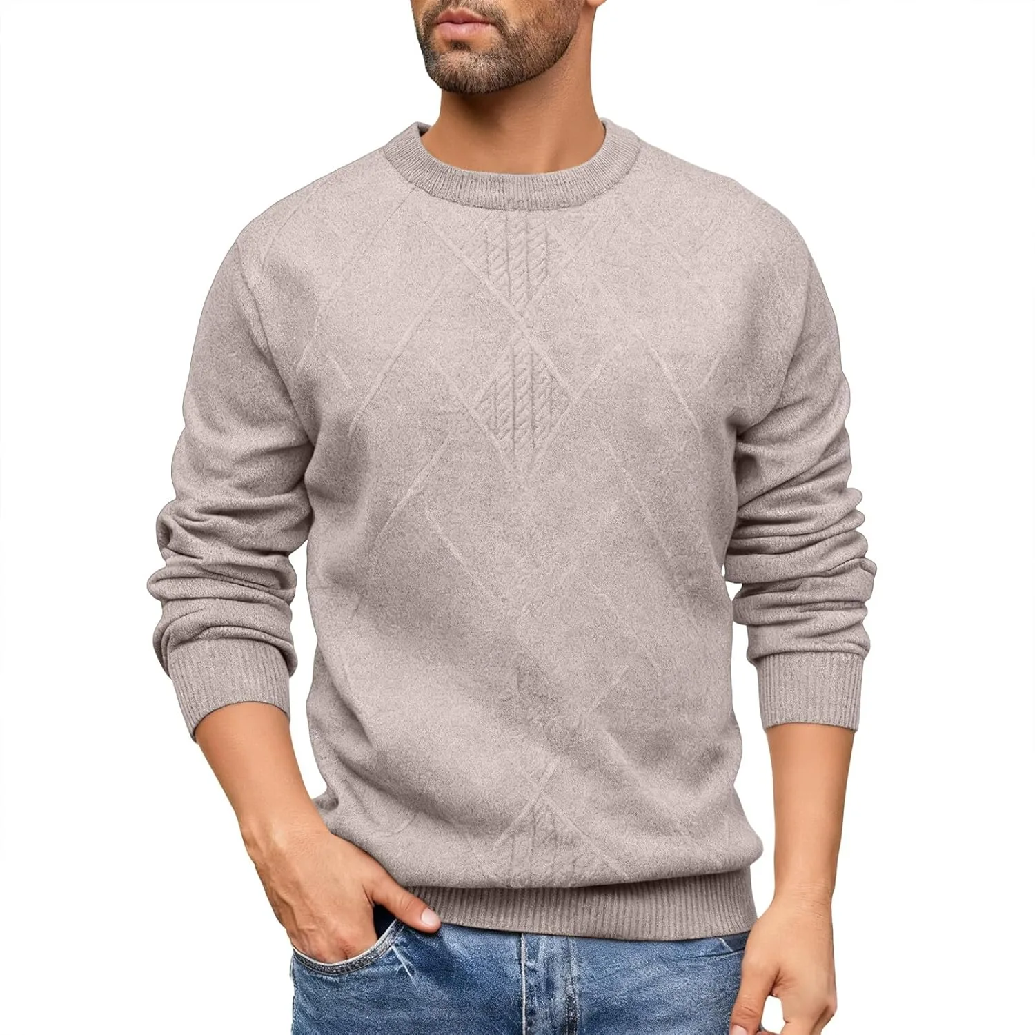 Мужской свитер с косой вязкой
Мужской свитер с косой вязкой