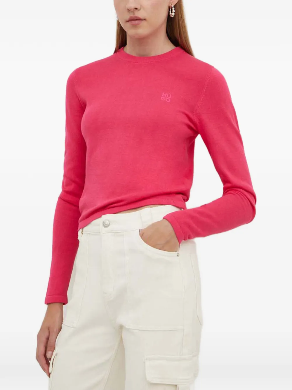 Свитер с круглым вырезом и логотипом Hugo, розовый
Свитер с круглым вырезом и логотипом Hugo, розовый