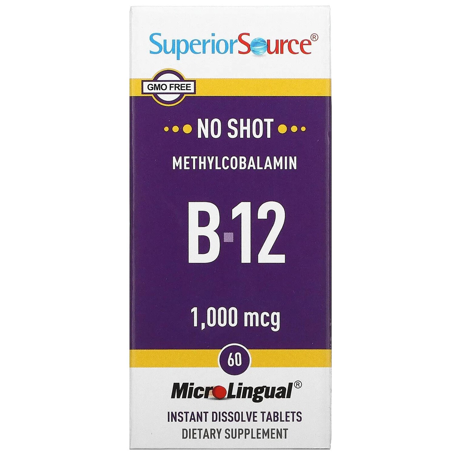 Superior Source Methylcobalamin B-12 1000 mcg 60 MicroLingual Instant Dissolve Tablets
Superior Source Methylcobalamin B-12 1000 mcg 60 MicroLingual Instant Dissolve Tablets