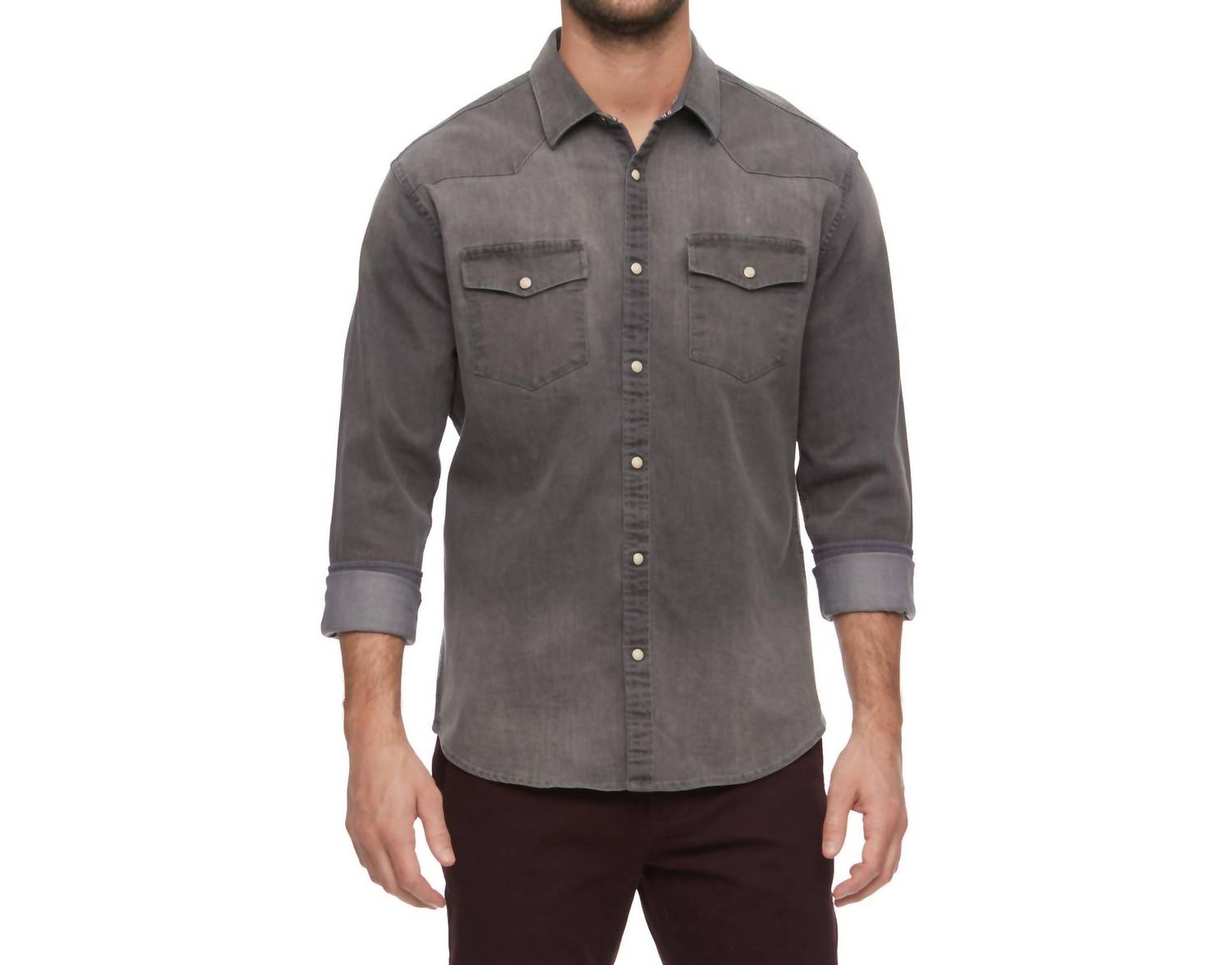 Рубашка Grover Stretch черного цвета с эффектом потертости Flags & Anthem 
Рубашка Grover Stretch черного цвета с эффектом потертости Flags & Anthem