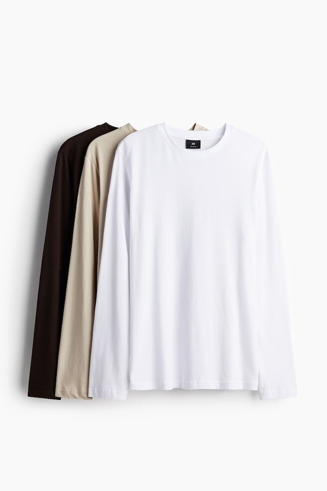 Комплект из 3 трикотажных рубашек стандартной посадки H&M, белый
Комплект из 3 трикотажных рубашек стандартной посадки H&M, белый