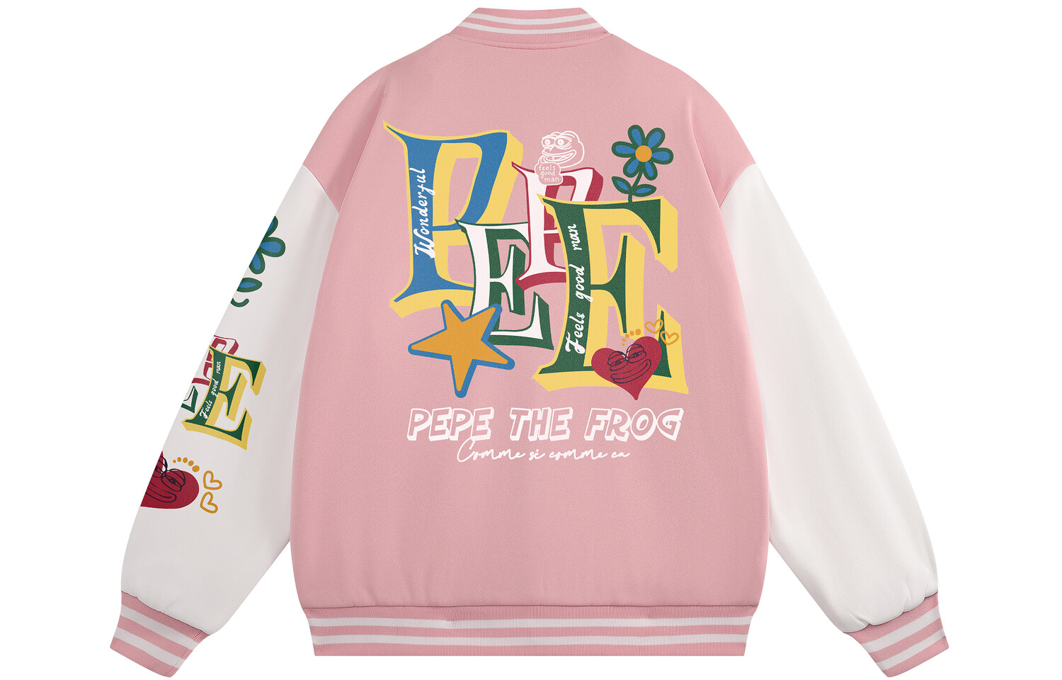 Бейсбольная куртка унисекс Pepe the Frog, Белый
Бейсбольная куртка унисекс Pepe the Frog, Белый