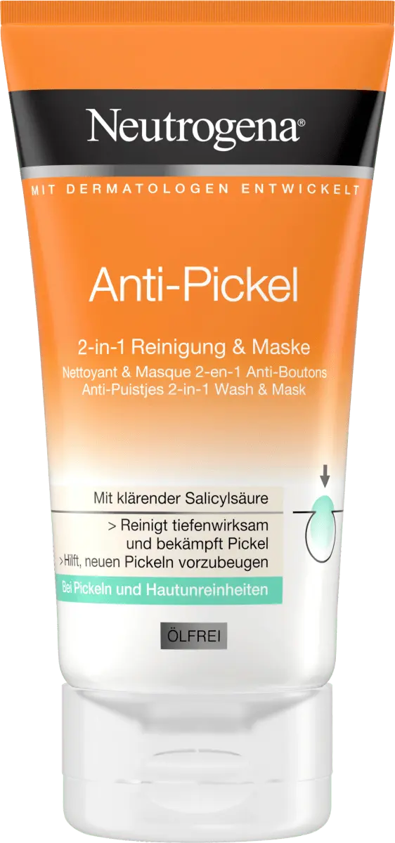 Маска для лица против прыщей 2в1 150мл Neutrogena
Маска для лица против прыщей 2в1 150мл Neutrogena