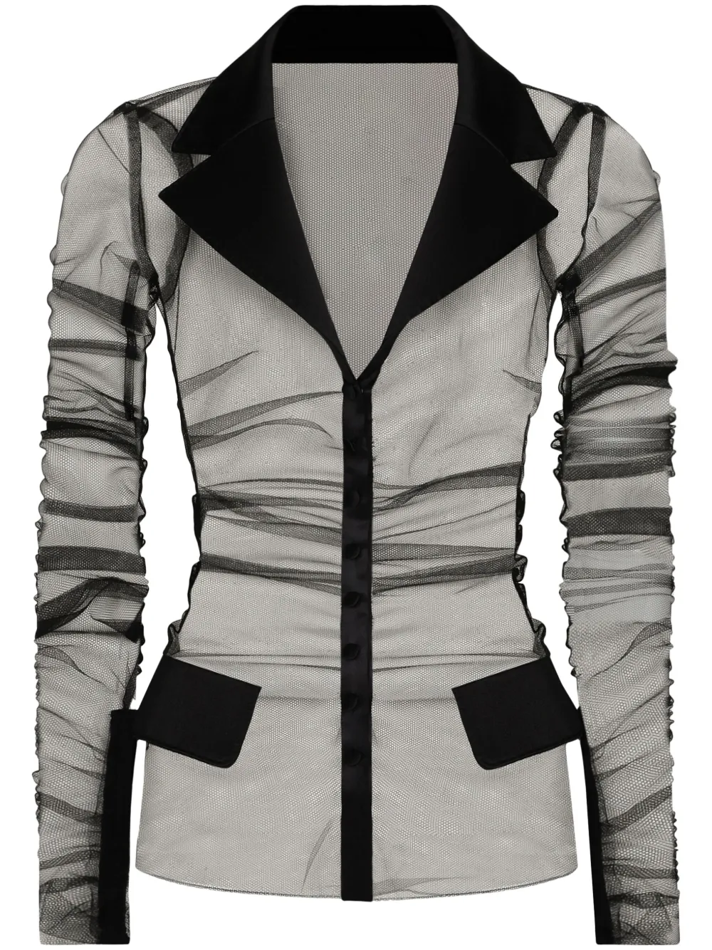 Полупрозрачный блейзер из тюля DOLCE & GABBANA, черный
Полупрозрачный блейзер из тюля DOLCE & GABBANA, черный