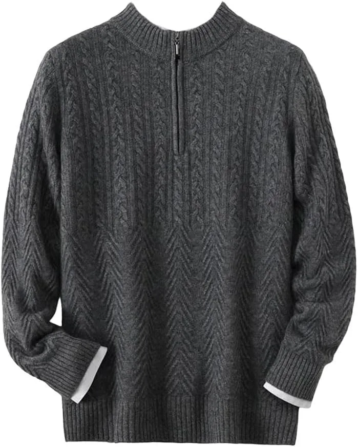 Мужской шерстяной свитер с косой вязкой и полуводолазкой
Мужской шерстяной свитер с косой вязкой и полуводолазкой