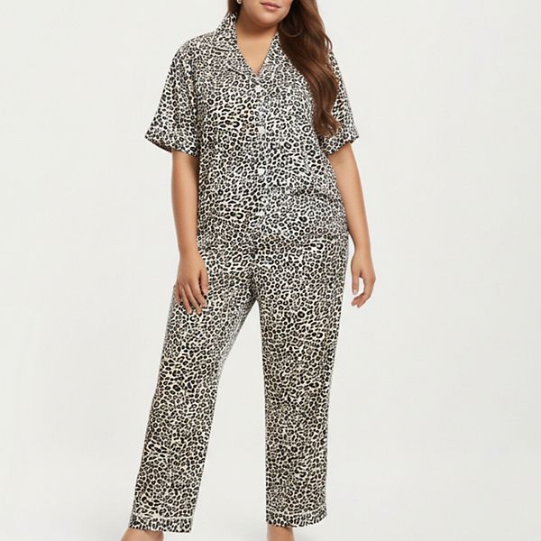 Женский комплект пижамы plus size с леопардовым принтом, мягкая атласная отделка, свободный топ и прямые брюки Anna-Kaci
Женский комплект пижамы plus size с леопардовым принтом, мягкая атласная отделка, свободный топ и прямые брюки Anna-Kaci