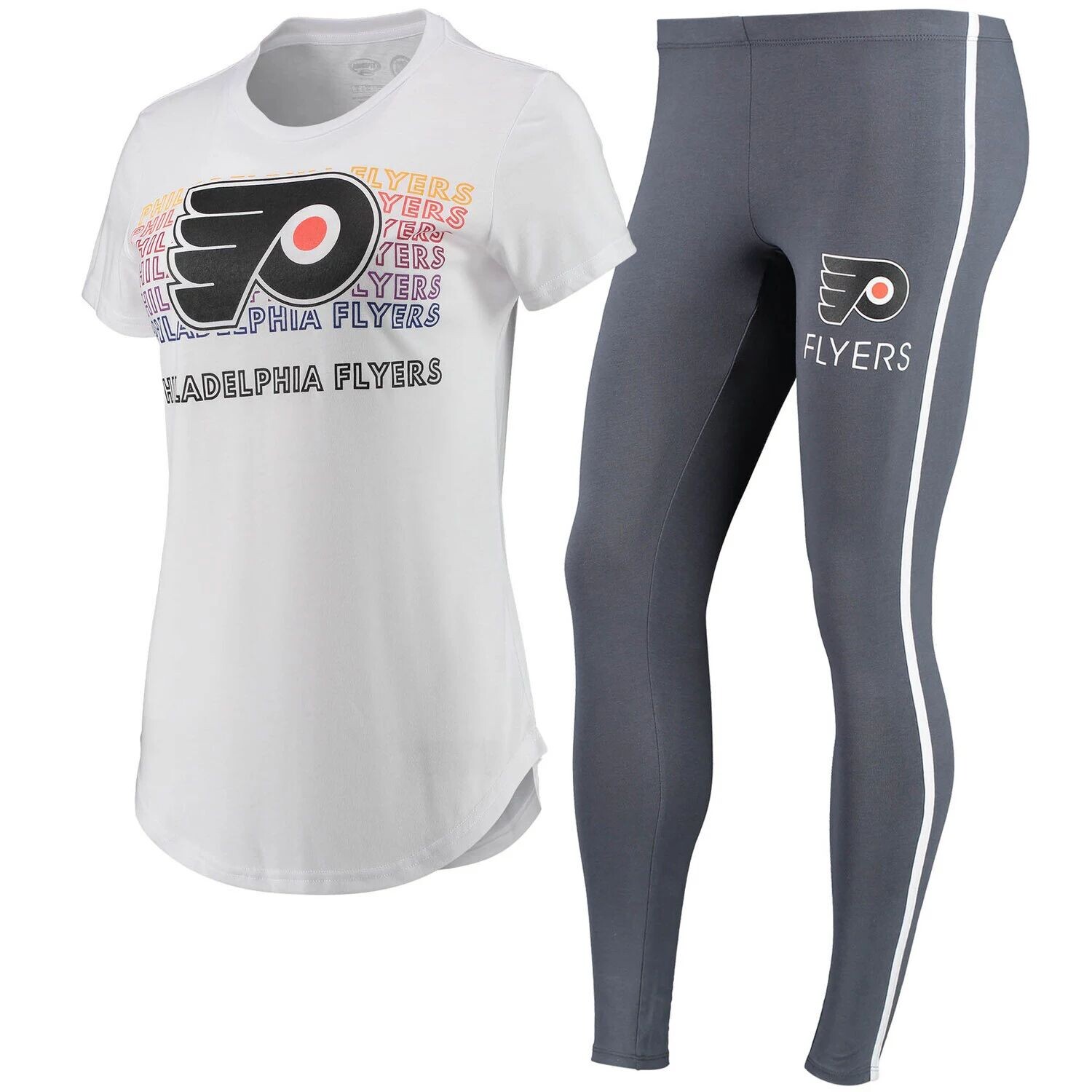 Женский комплект из футболки и леггинсов Concepts Sport белого/темно-серого цвета Philadelphia Flyers Sonata
Женский комплект из футболки и леггинсов Concepts Sport белого/темно-серого цвета Philadelphia Flyers Sonata