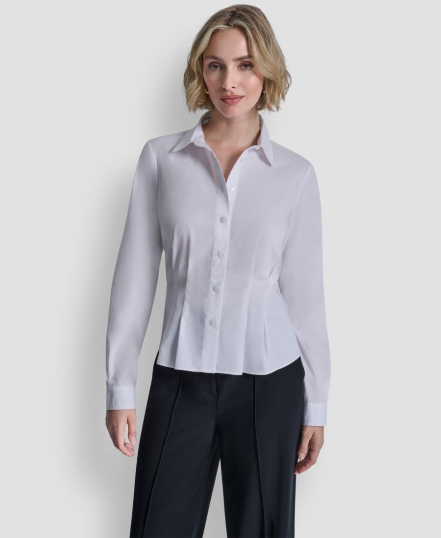 Женская плиссированная блузка на пуговицах DKNY, White
Женская плиссированная блузка на пуговицах DKNY, White