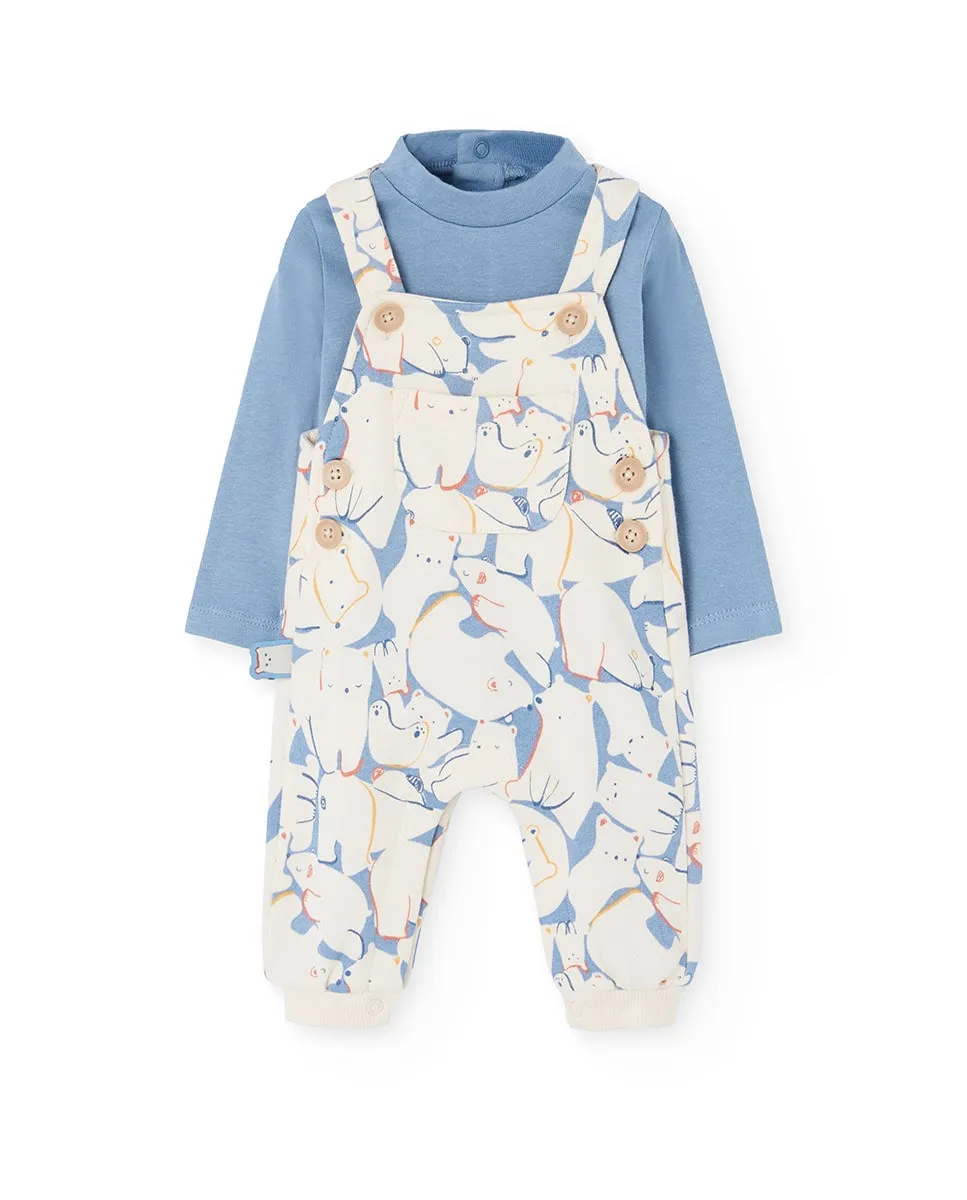 Детский комплект из футболки и комбинезона с принтом Boboli, синий/белый
Детский комплект из футболки и комбинезона с принтом Boboli, синий/белый