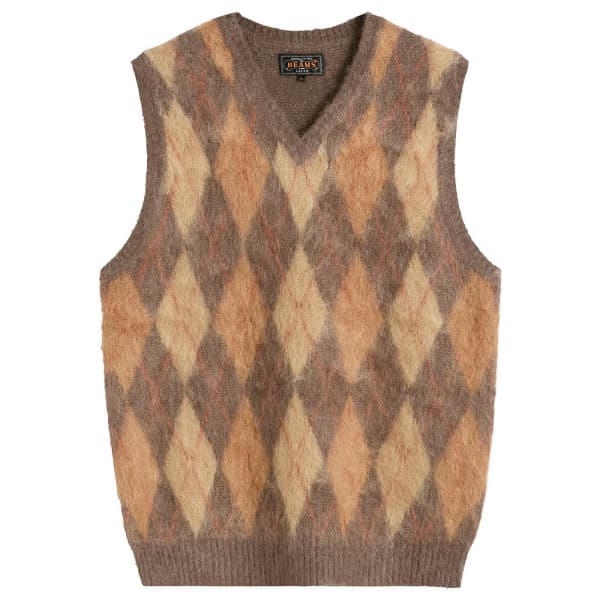 Жилет из мохера с ромбовидным узором Beams Plus, коричневый
Жилет из мохера с ромбовидным узором Beams Plus, коричневый