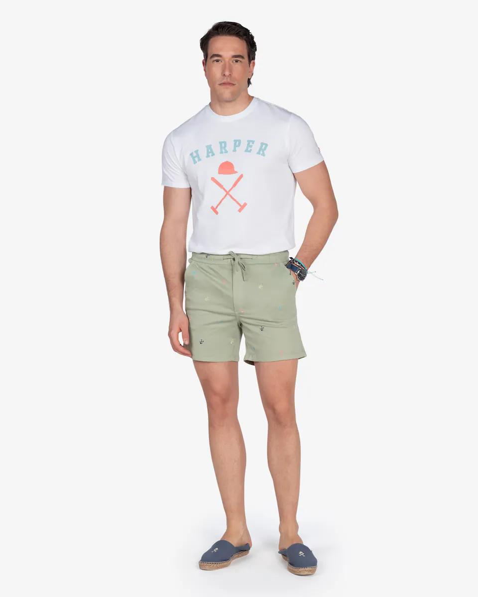 Мужские шорты-бермуды в цвете «милитари-зеленый» с разноцветным принтом Harper & Neyer, темно-зеленый
Мужские шорты-бермуды в цвете «милитари-зеленый» с разноцветным принтом Harper & Neyer, темно-зеленый