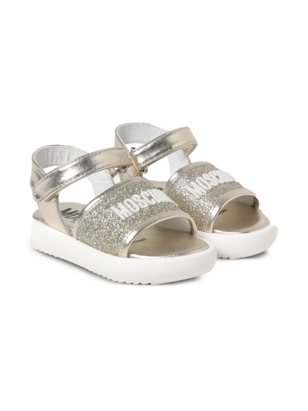 Сандалии на липучках с блестками Moschino Kids, золотой
Сандалии на липучках с блестками Moschino Kids, золотой