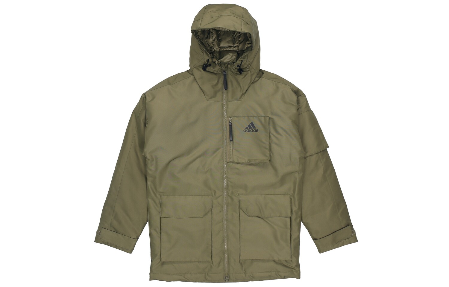 Пуховик мужской оливково-зеленый Adidas, оливково-зеленый 
Пуховик мужской оливково-зеленый Adidas, оливково-зеленый