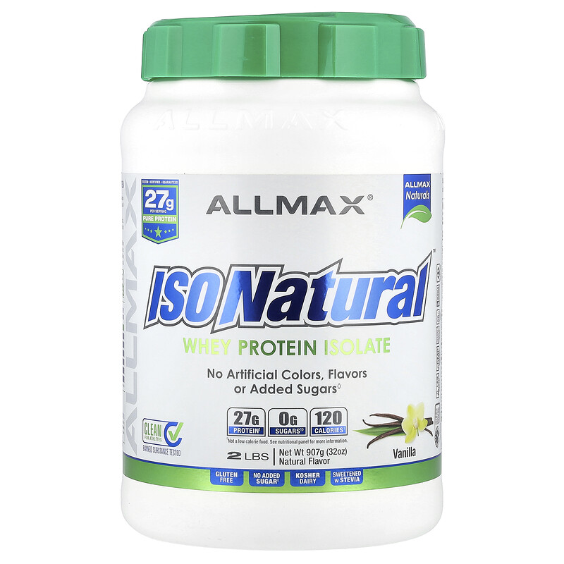 ALLMAX, IsoNatural, 100% ультра-очищенный натуральный изолят сывороточного протеина, со вкусом ванили, 907 г
ALLMAX, IsoNatural, 100% ультра-очищенный натуральный изолят сывороточного протеина, со вкусом ванили, 907 г