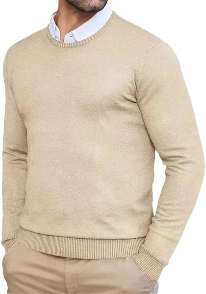 Мужской вязаный свитер с круглым вырезом и длинными рукавами
Мужской вязаный свитер с круглым вырезом и длинными рукавами