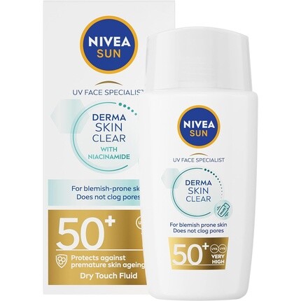 NIVEA SUN Derma Skin Clear SPF50+ Солнцезащитный крем для лица 40 мл с комплексом против пятен и ниацинамидом защищает от лучей UVA/UVB и преждевременного старения кожи
NIVEA SUN Derma Skin Clear SPF50+ Солнцезащитный крем для лица 40 мл с комплексом против пятен и ниацинамидом защищает от лучей UVA/UVB и преждевременного старения кожи