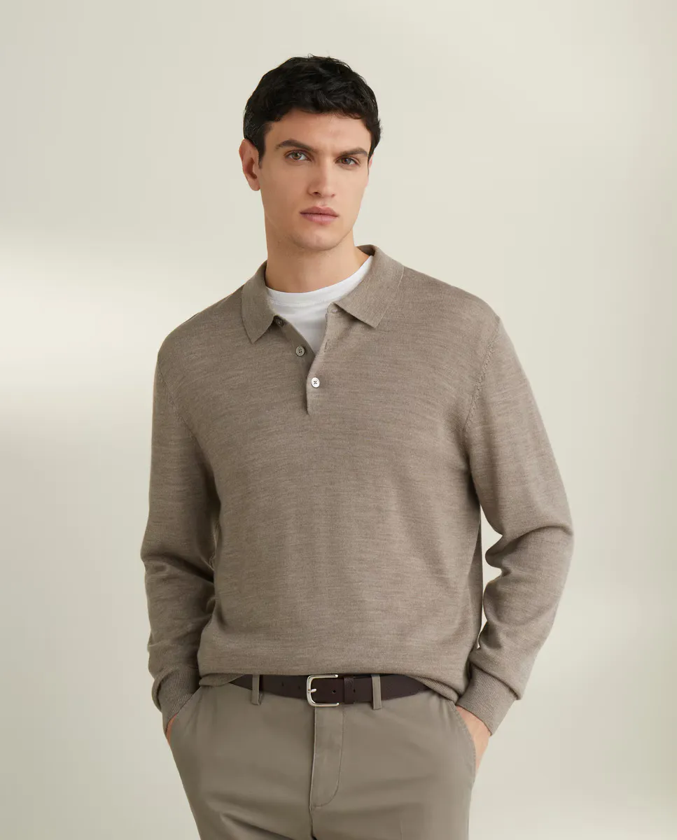 Мужской однотонный свитер поло с вырезом воротника 100% меринос Emidio Tucci, бежевый
Мужской однотонный свитер поло с вырезом воротника 100% меринос Emidio Tucci, бежевый