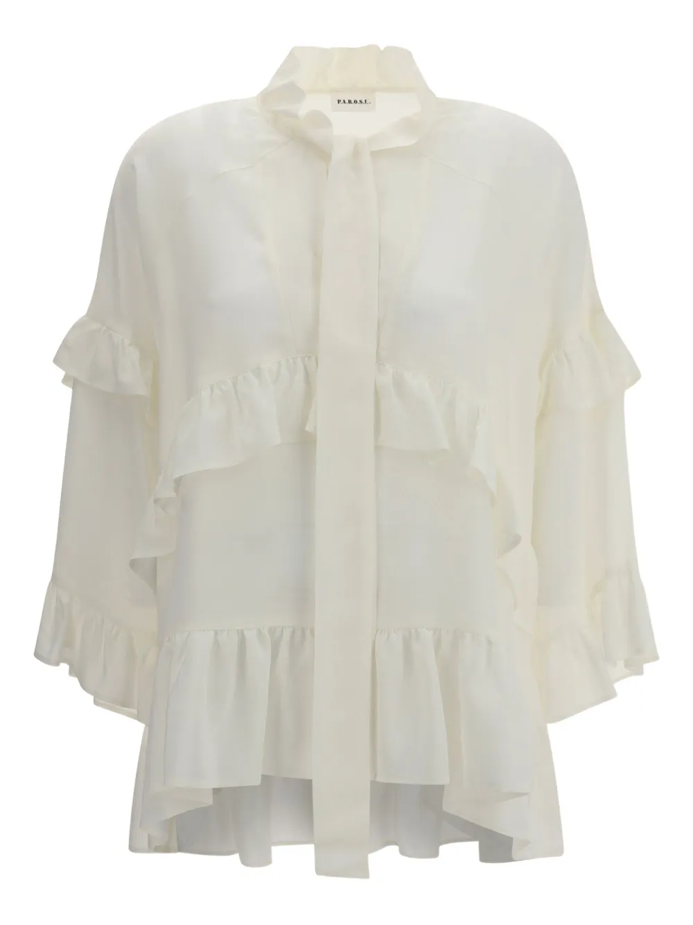 Блузка с оборками и завязкой на шее P.A.R.O.S.H., белый
Блузка с оборками и завязкой на шее P.A.R.O.S.H., белый
