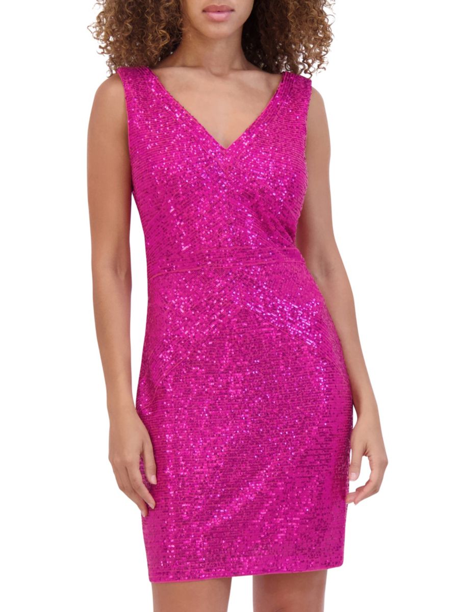 Мини-платье с V-образным вырезом и пайетками Kensie, розовый
Мини-платье с V-образным вырезом и пайетками Kensie, розовый