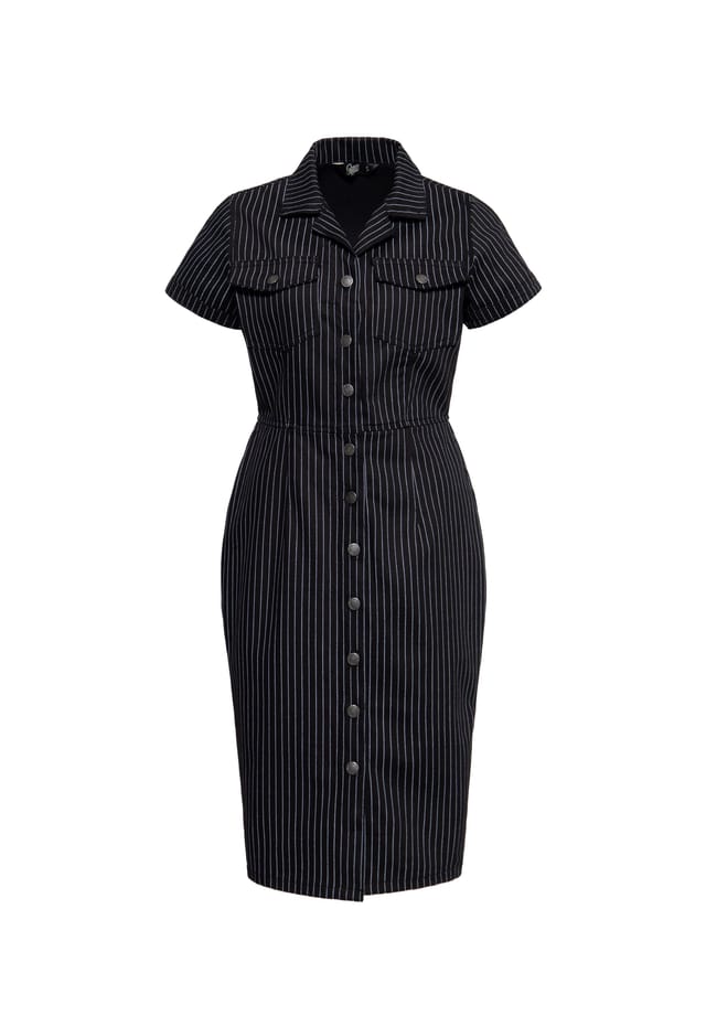 Джинсовое платье в полоску Queen Kerosin, черный 
Джинсовое платье в полоску Queen Kerosin, черный