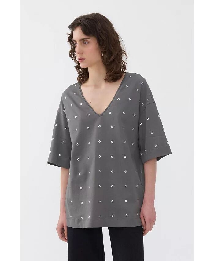 Женская футболка с вышивкой металлическим кольцом NOCTURNE, серый
Женская футболка с вышивкой металлическим кольцом NOCTURNE, серый