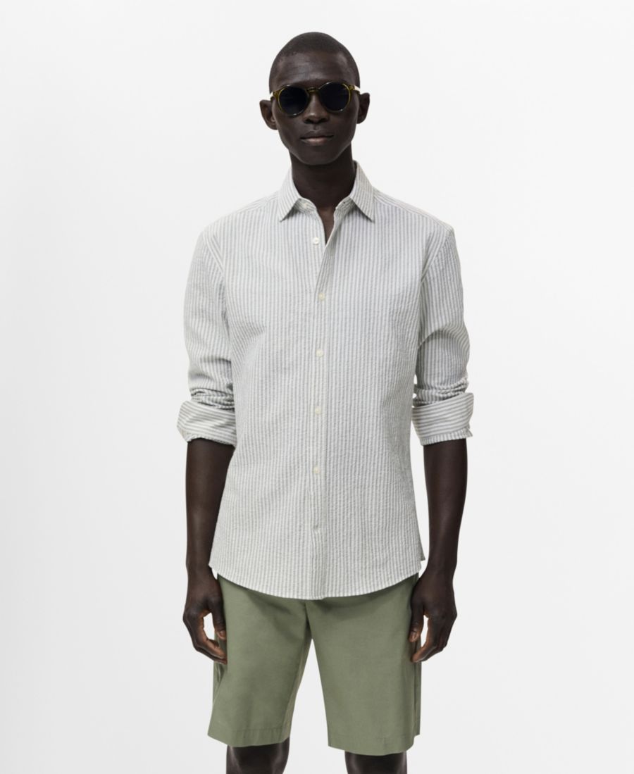 Мужская рубашка прямого кроя в полоску MANGO, Dark Green
Мужская рубашка прямого кроя в полоску MANGO, Dark Green