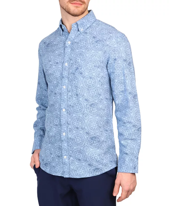 Большая и высокая батиковая рубашка с длинным рукавом из смесового льна Tailorbyrd, синий
Большая и высокая батиковая рубашка с длинным рукавом из смесового льна Tailorbyrd, синий