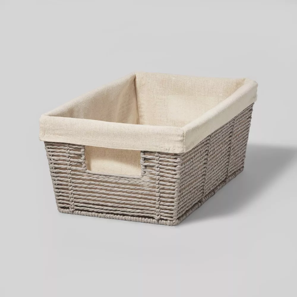 Корзина для медиа-материалов из плетеной бумажной веревки размером 16" x 9" x 6", серая - Brightroom
Корзина для медиа-материалов из плетеной бумажной веревки размером 16" x 9" x 6", серая - Brightroom