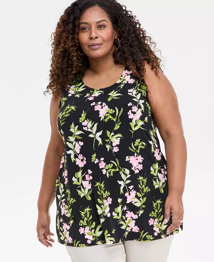 Топ-туника с принтом больших размеров JM Collection, черный
Топ-туника с принтом больших размеров JM Collection, черный