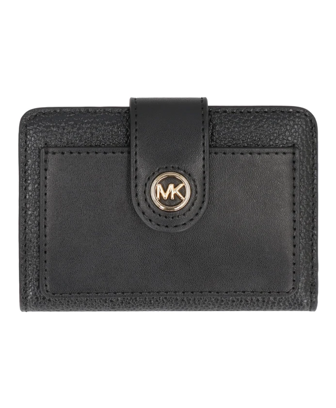 Кошелек из зернистой кожи с застежкой-кнопкой Michael Kors, черный 
Кошелек из зернистой кожи с застежкой-кнопкой Michael Kors, черный