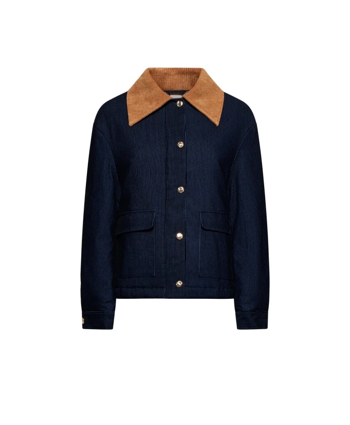 Ребристый жакет с контрастным воротником Silvian Heach, синий
Ребристый жакет с контрастным воротником Silvian Heach, синий