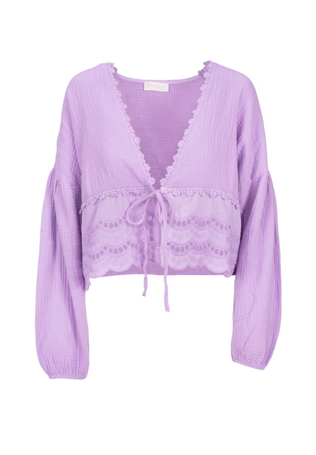 Блузка Laura muslin из муслина с кружевом и завязкой – в стиле бохо весна/лето Seasons Of April, сиреневый
Блузка Laura muslin из муслина с кружевом и завязкой – в стиле бохо весна/лето Seasons Of April, сиреневый