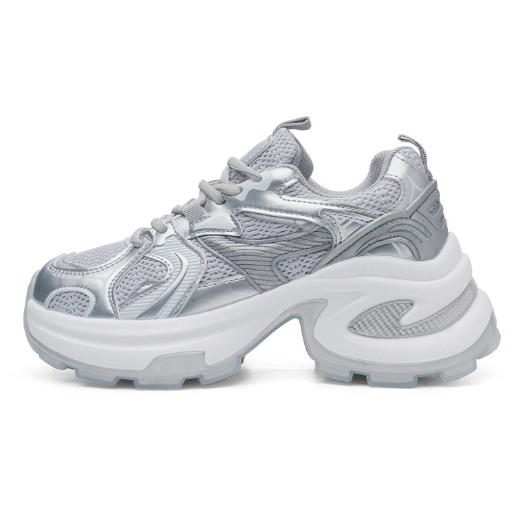 Кроссовки женские толстые низкие серебристо-серый La Chapelle 
Кроссовки женские толстые низкие серебристо-серый La Chapelle