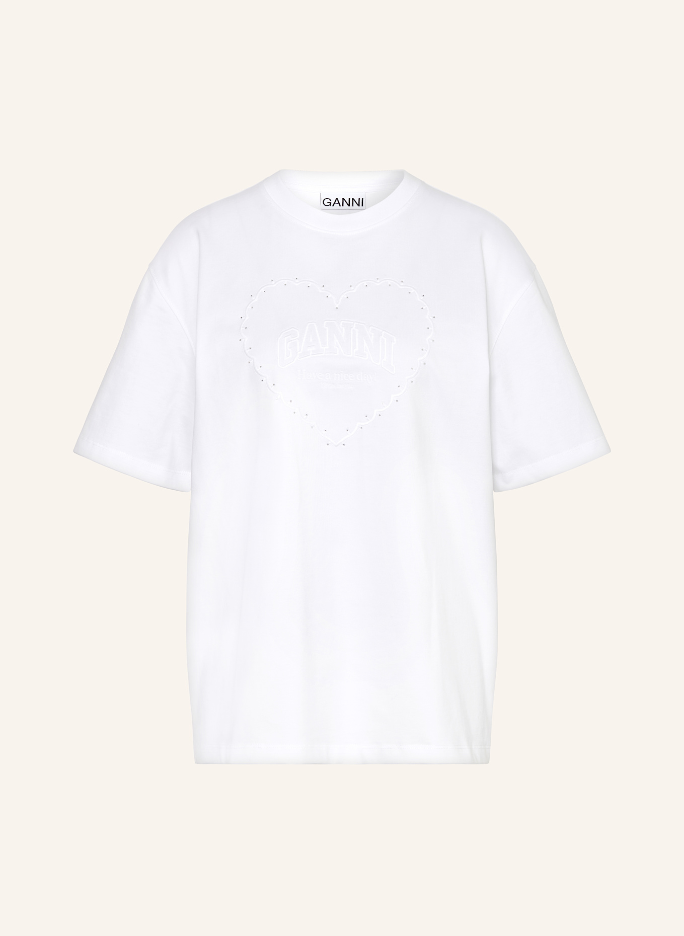 Футболка с драгоценными камнями Ganni, белый
Футболка с драгоценными камнями Ganni, белый