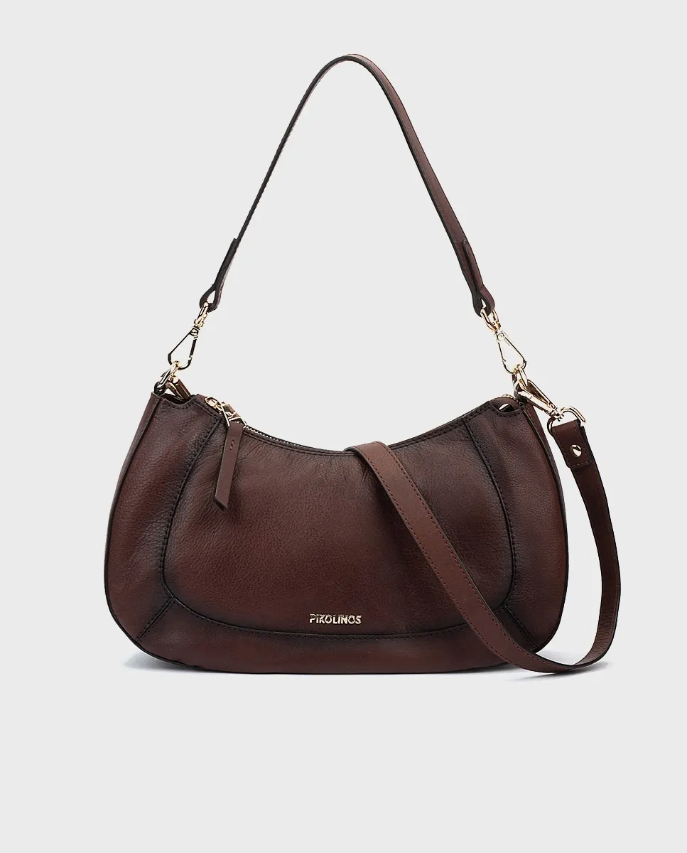 Женская кожаная сумка через плечо с застежкой-молнией Pikolinos, темно-коричневый 
Женская кожаная сумка через плечо с застежкой-молнией Pikolinos, темно-коричневый