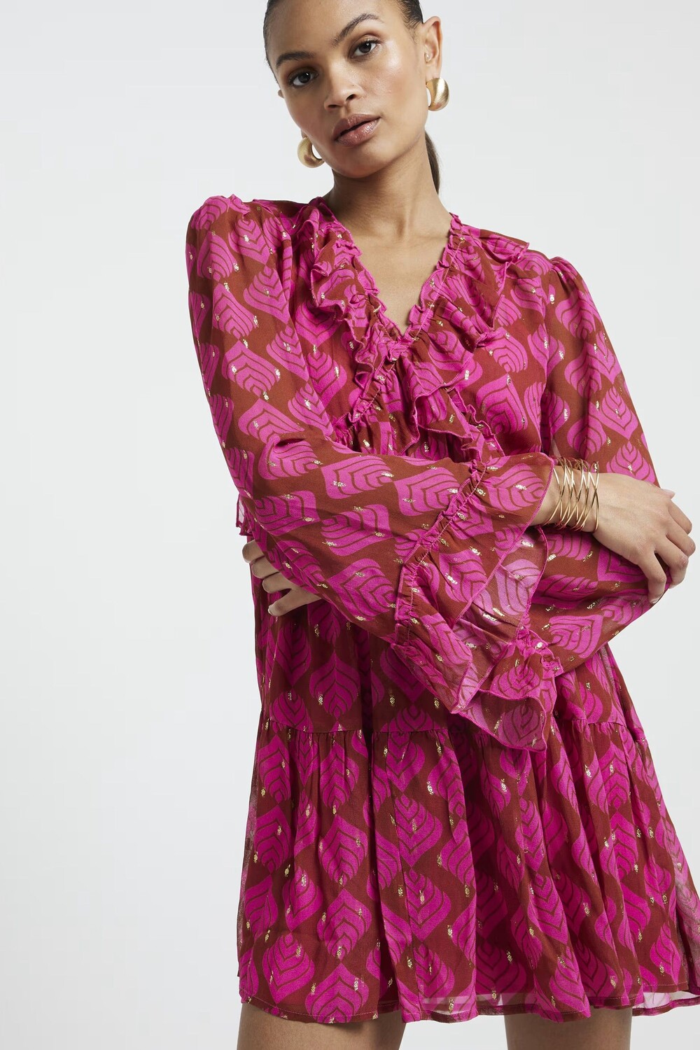 Мини-Платье с рюшой спереди River Island, розовый
Мини-Платье с рюшой спереди River Island, розовый