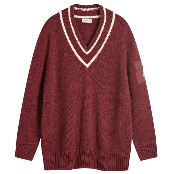 Университетский свитер с V-образным вырезом Moncler, бургундия
Университетский свитер с V-образным вырезом Moncler, бургундия