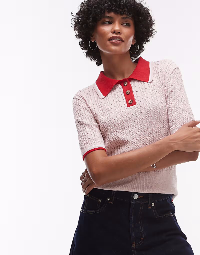 Топ Topshop с усадкой и плетением «косичка» в розовом и красном цвете
Топ Topshop с усадкой и плетением «косичка» в розовом и красном цвете