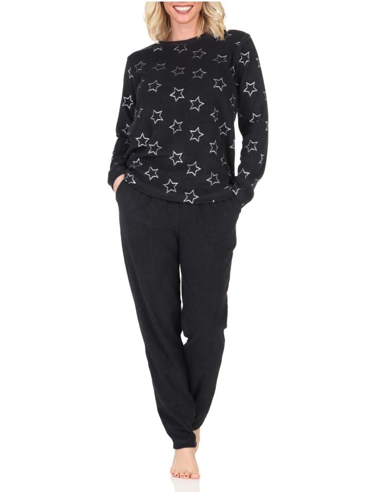 NORMANN Длиннорукавная пижама из махровой ткани с манжетами и звездами, выполненная в антрацитовом меланже
NORMANN Длиннорукавная пижама из махровой ткани с манжетами и звездами, выполненная в антрацитовом меланже