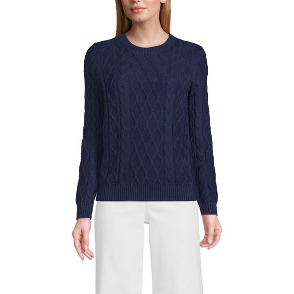 Женский свитер с круглым вырезом и арановой косой Lands' End, синий
Женский свитер с круглым вырезом и арановой косой Lands' End, синий