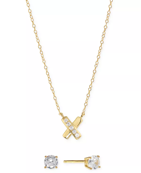 Комплект из 2 подвесок и серег-гвоздиков с кубическим цирконием и одиночным кристаллом из стерлингового серебра (также доступен в 14-каратном золоте поверх стерлингового серебра) Macy'S, gold
Комплект из 2 подвесок и серег-гвоздиков с кубическим цирконием и одиночным кристаллом из стерлингового серебра (также доступен в 14-каратном золоте поверх стерлингового серебра) Macy'S, gold