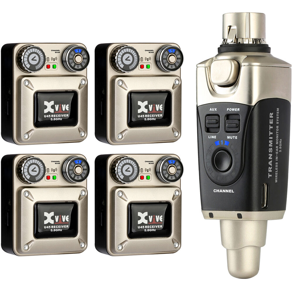 Xvive Audio U45R4 Wireless In-Ear Monitor System with Four U45R4
Xvive Audio U45R4 Wireless In-Ear Monitor System with Four U45R4