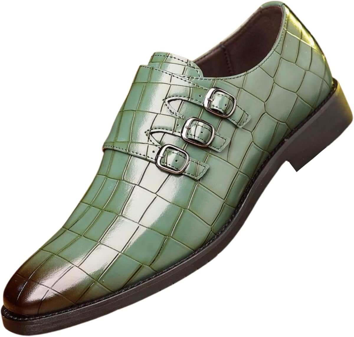 Мужские туфли Santimon с монк-ремнем из кожи с рисунком под крокодила, формальные лоферы с 3 пряжками, зеленый
Мужские туфли Santimon с монк-ремнем из кожи с рисунком под крокодила, формальные лоферы с 3 пряжками, зеленый