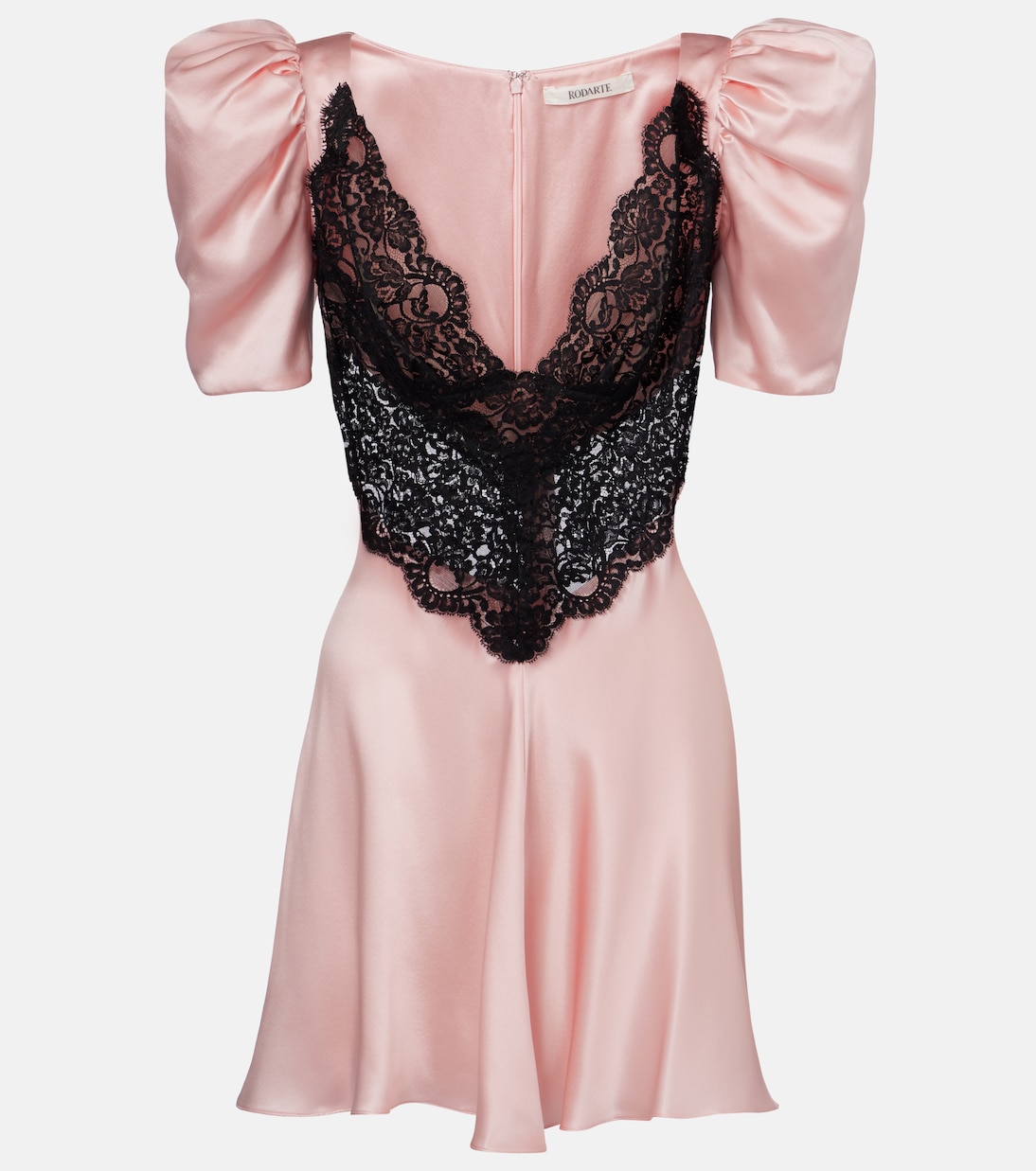 Мини-платье из шелкового шармуза с кружевной отделкой Rodarte, розовый
Мини-платье из шелкового шармуза с кружевной отделкой Rodarte, розовый