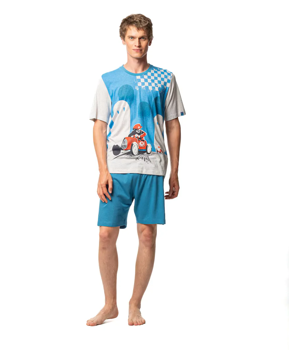 Мужская короткая трикотажная пижама синего цвета SOY, синий 
Мужская короткая трикотажная пижама синего цвета SOY, синий