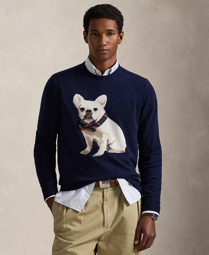 Мужской кашемировый свитер с интарсией в виде собаки Polo Ralph Lauren, синий
Мужской кашемировый свитер с интарсией в виде собаки Polo Ralph Lauren, синий