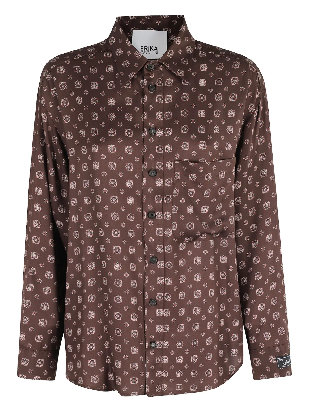 Рубашка с геометрическим принтом Erika Cavallini, коричневый 
Рубашка с геометрическим принтом Erika Cavallini, коричневый