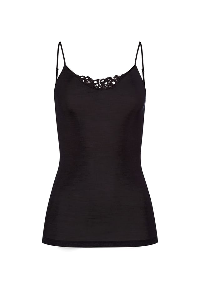 Топ спагетти из шерсти и шелка Hanro, черный
Топ спагетти из шерсти и шелка Hanro, черный